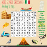 Easy Word Search Crossword Puzzle 'Journey Italy' Children With Italian Crossword Puzzles Free Printable