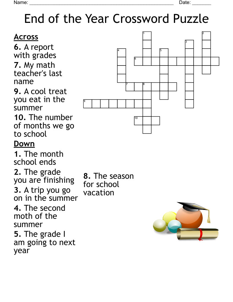 End Of The School Year Crossword - Wordmint regarding End Of Year Ditloids