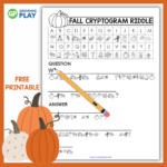 Fall Cryptogram Puzzle For Kids   Growing Play For Cryptograms Free Printable With Answers