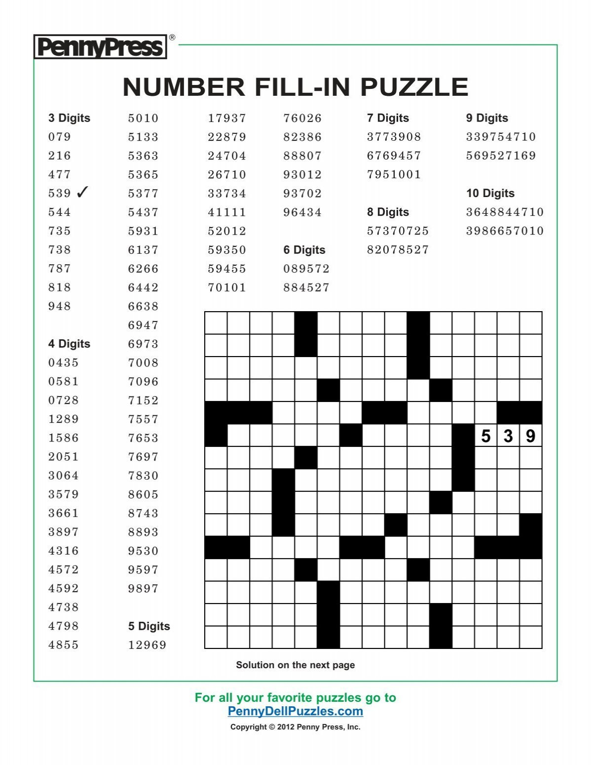 Fill In Puzzles Free Printable - Printable Party Favors in Printable Fill-In Crossword Puzzles