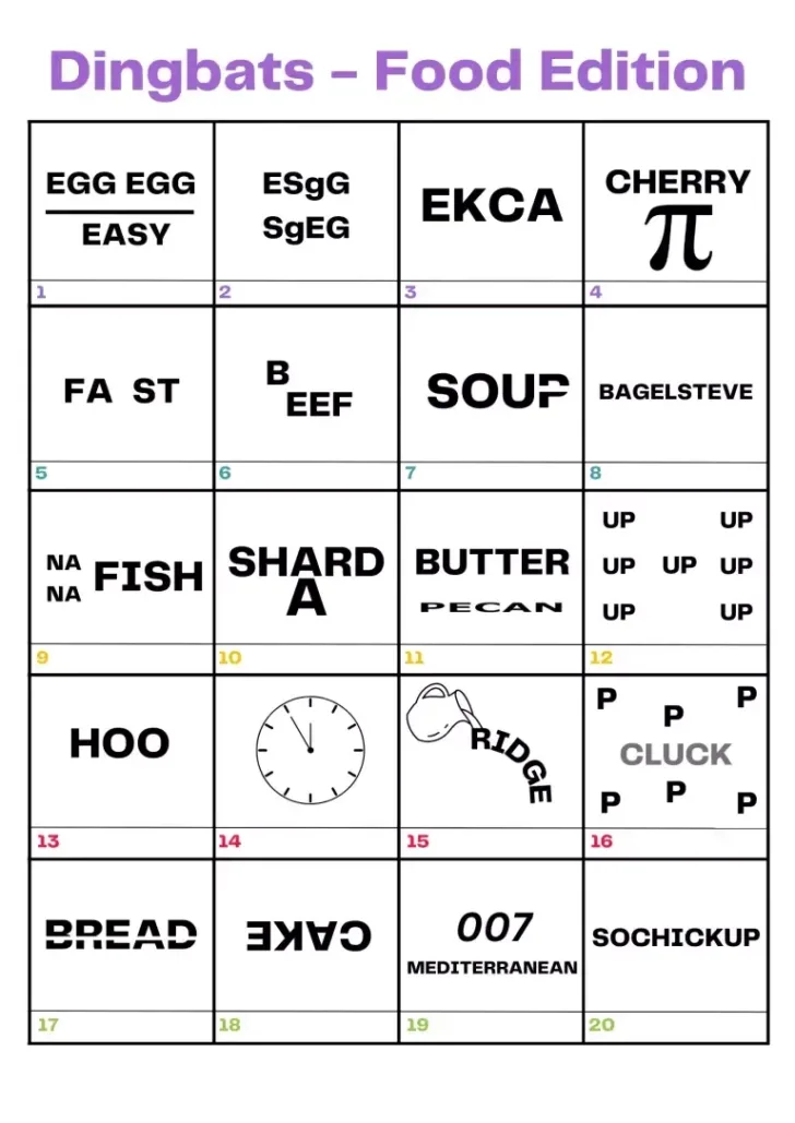 Printable Dingbats with Answers Printable Dingbats with Answers