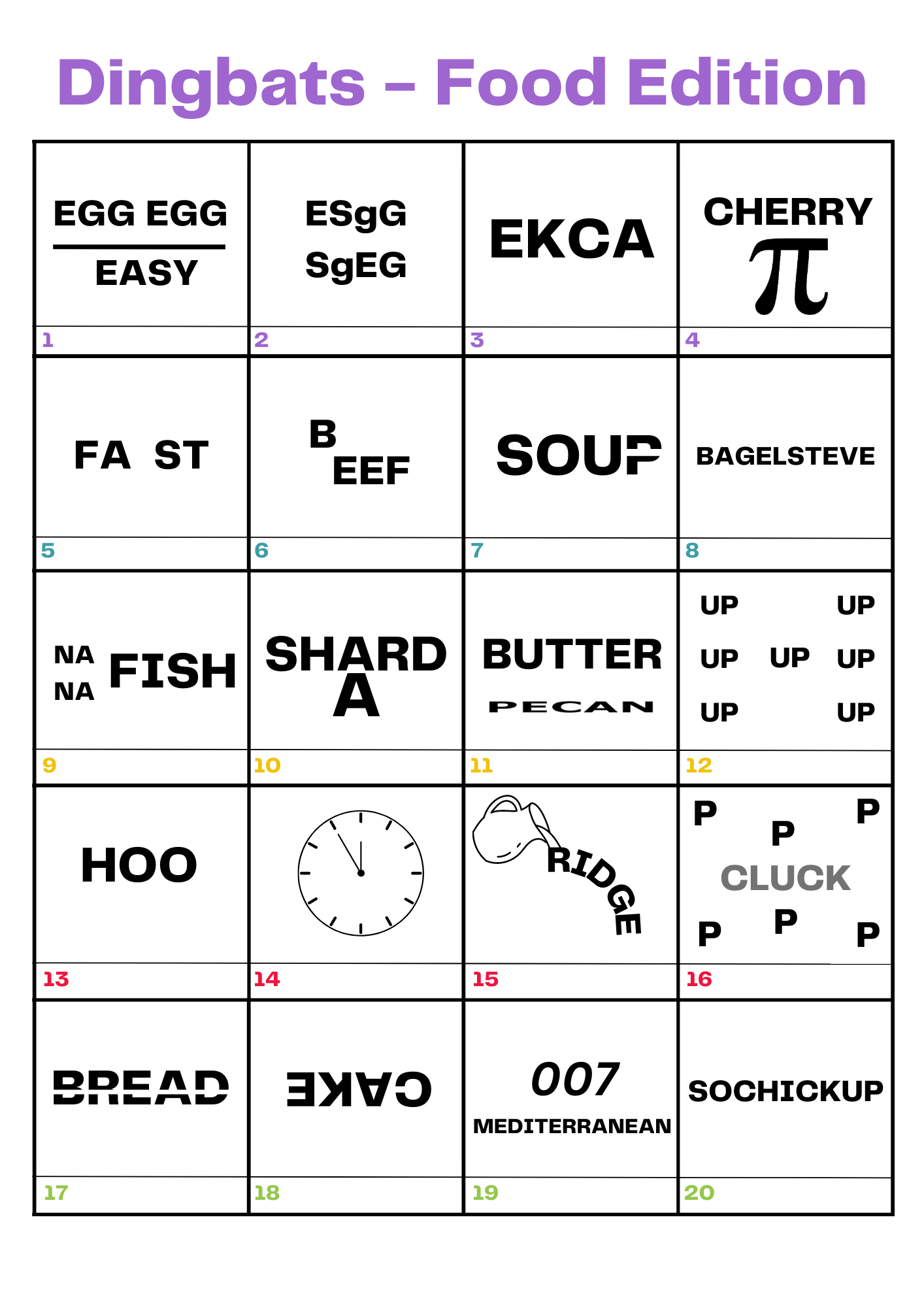 Food &amp;amp; Drink Dingbats throughout Dingbats With Answers Free