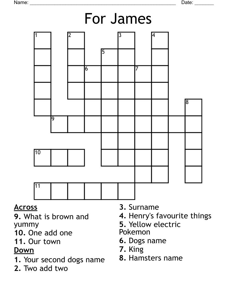 For James Crossword - Wordmint inside Printable James Crossword Puzzles