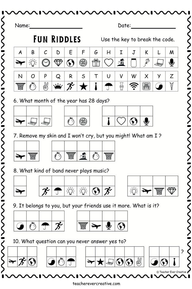 Free Fun Riddles Cryptogram For Kids - Free Printable Worksheets inside Cryptograms Free Printable With Answers