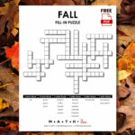 Free Printable Fill In Puzzles (Pdf Download) With Regard To Free Printable Clueless Crosswords