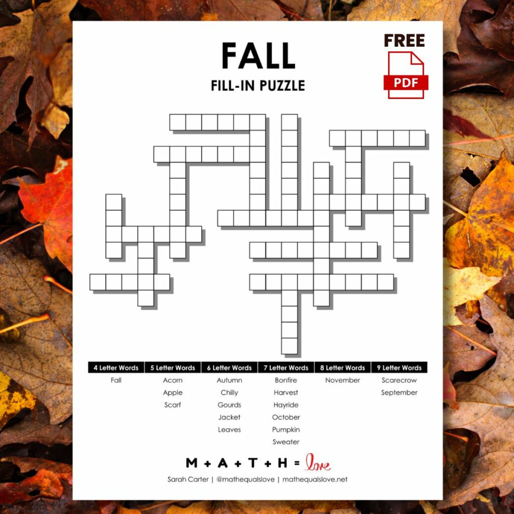 Free Printable Fill-In Puzzles (Pdf Download) with regard to Free Printable Clueless Crosswords