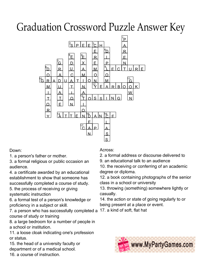 Free Printable Graduation Crossword Puzzle in High School Senior Crossword Puzzles Free Printable