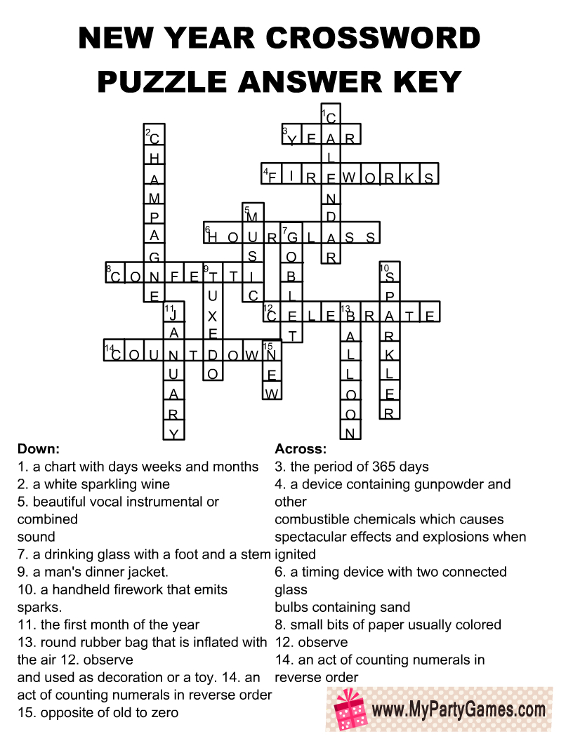 Free Printable New Year Crossword Puzzle For Adults throughout Ditloids Printable with Answers