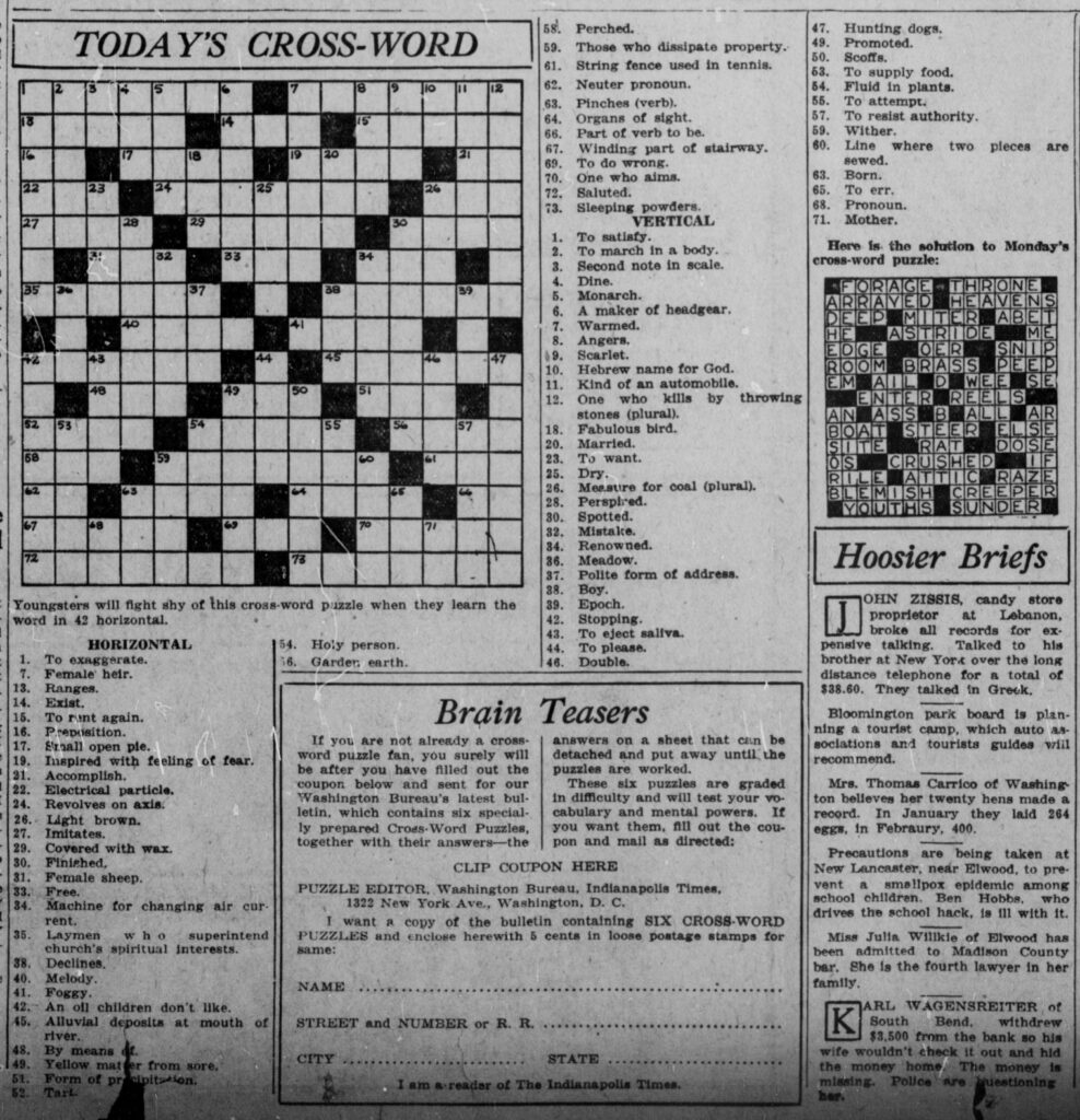 Free Puzzles: Word Cross, Crosswords, And Acrostics | Headlines with Indianapolis Star Crossword Puzzle Printable