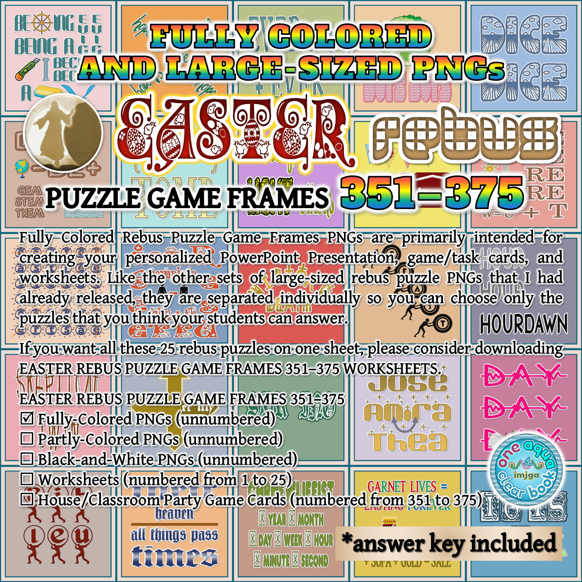 Fully Colored Easter Rebus Pngs 351–375 | Madeteachers within Easter Rebus Puzzles With Answers