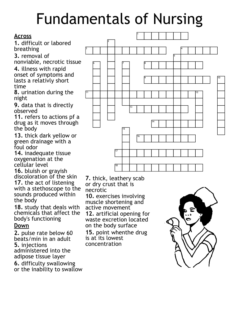 Fundamentals Of Nursing Crossword - Wordmint intended for Nurse Crossword Puzzle Printable Hard