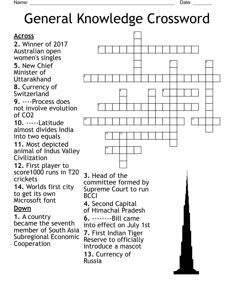 General Knowledge Crossword - Wordmint throughout General Knowledge Crosswords Online Free