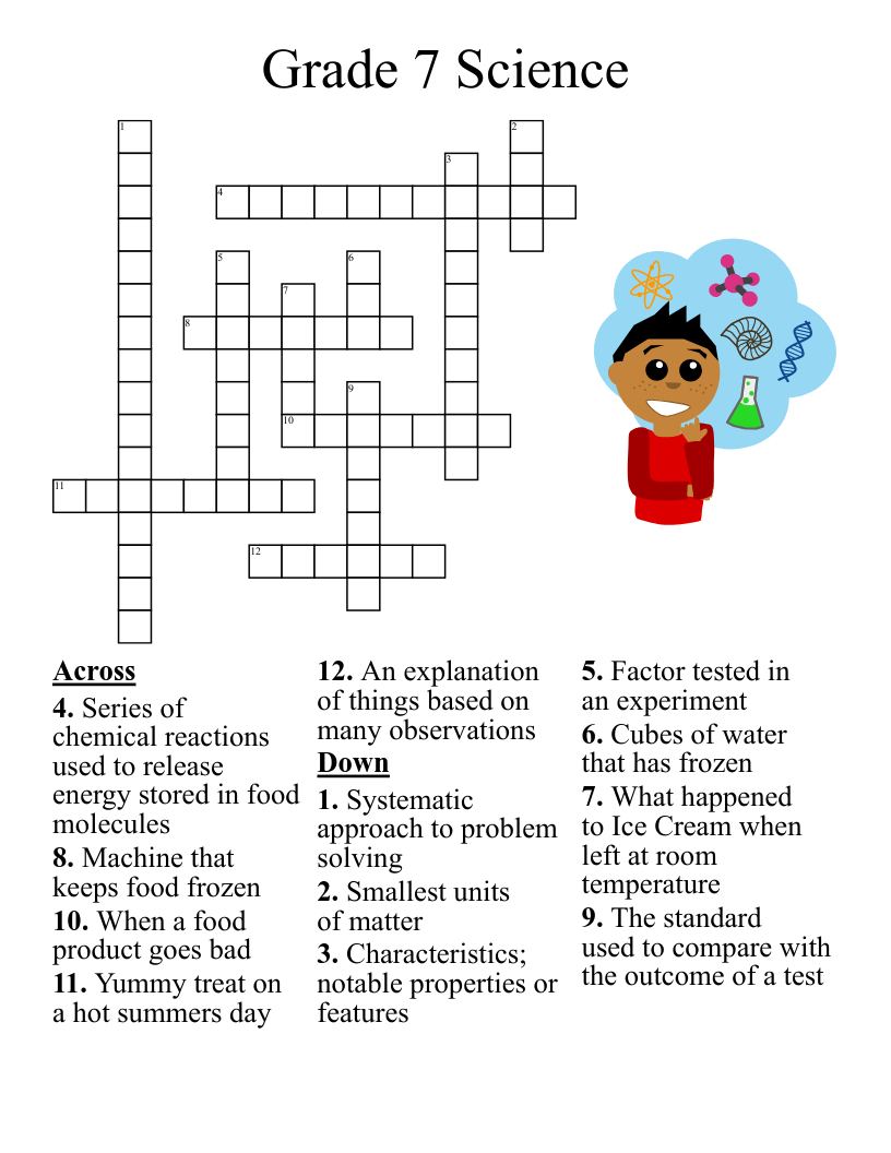 Grade 7 Science Crossword - Wordmint throughout Free Daily Printable Crossword Puzzles 7