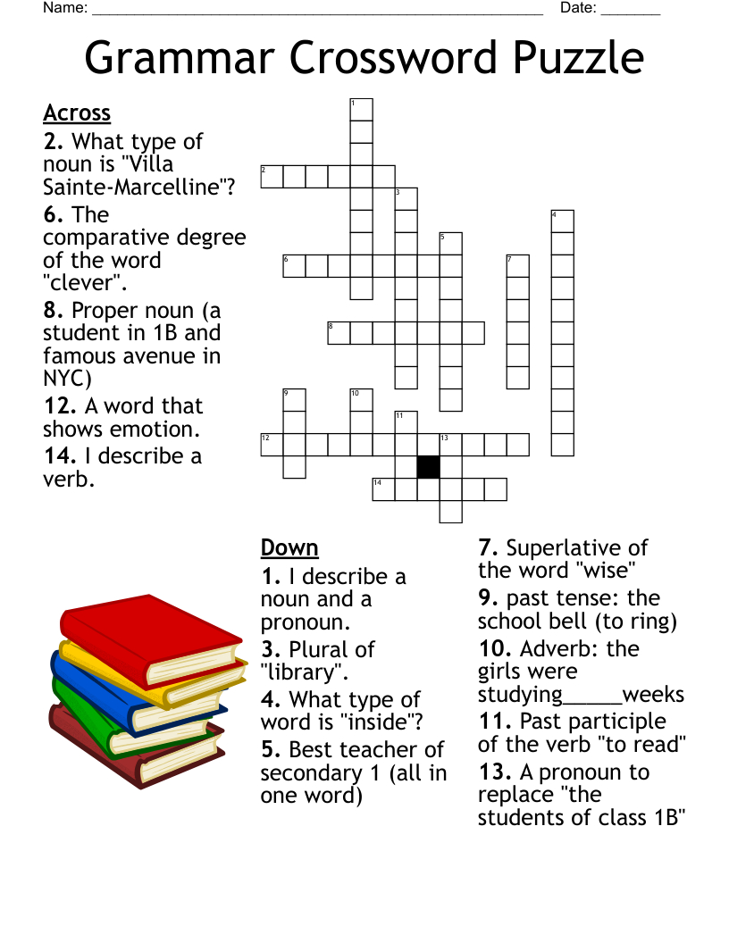 Grammar Crossword Puzzle - Wordmint regarding Printable Quiz Questions With Answers Crossword Style