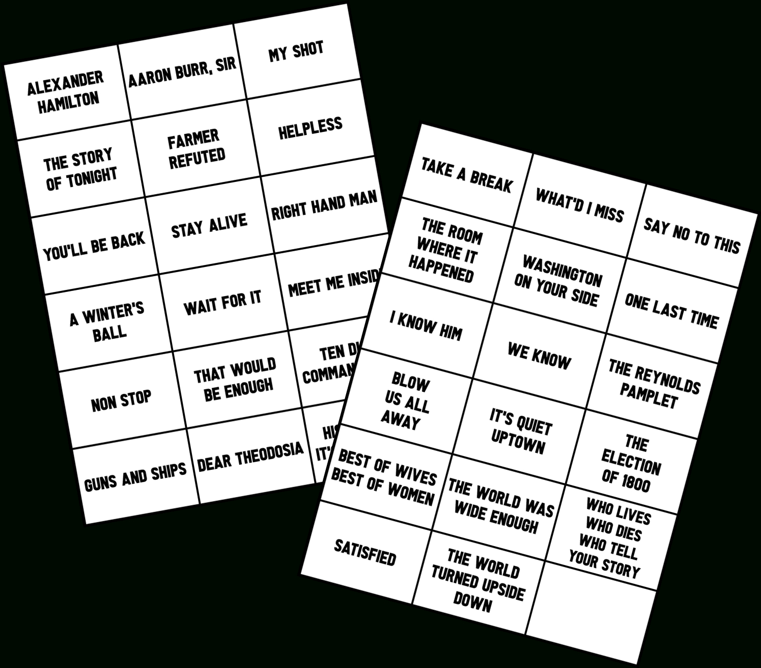 Hamilton Songs Party Game - Print &amp;amp; Play Song Picture Game! within Whatzit Cards Printable