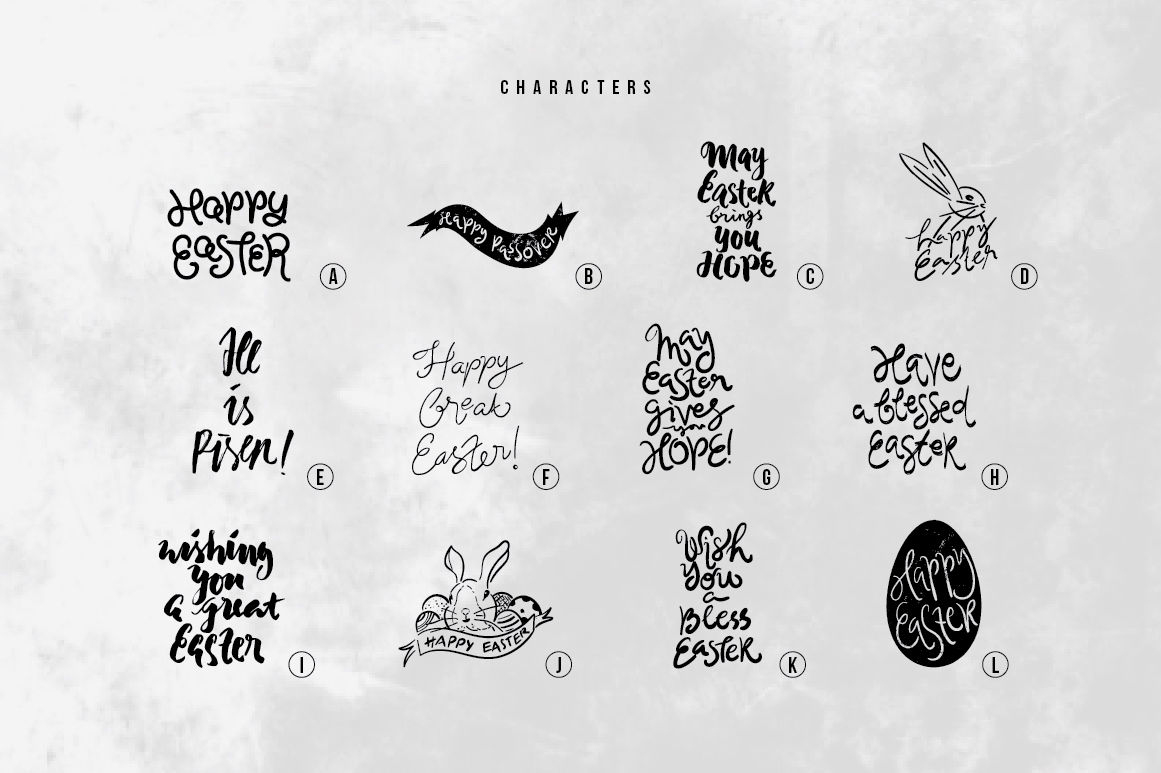 Happy Easter Dingbatsheroglyphs Studio | Thehungryjpeg within Easter Dingbats