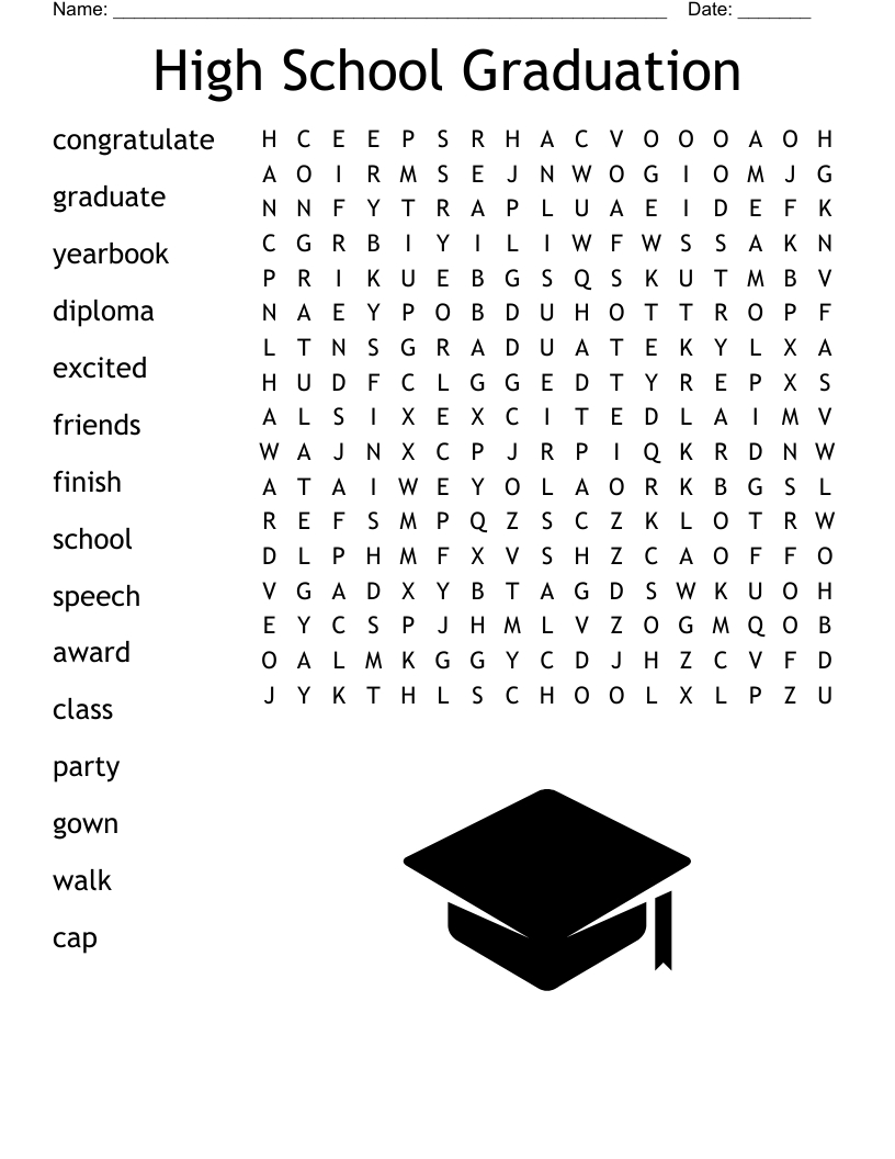 High School Graduation Word Search - Wordmint throughout High School Senior Crossword Puzzles Free Printable
