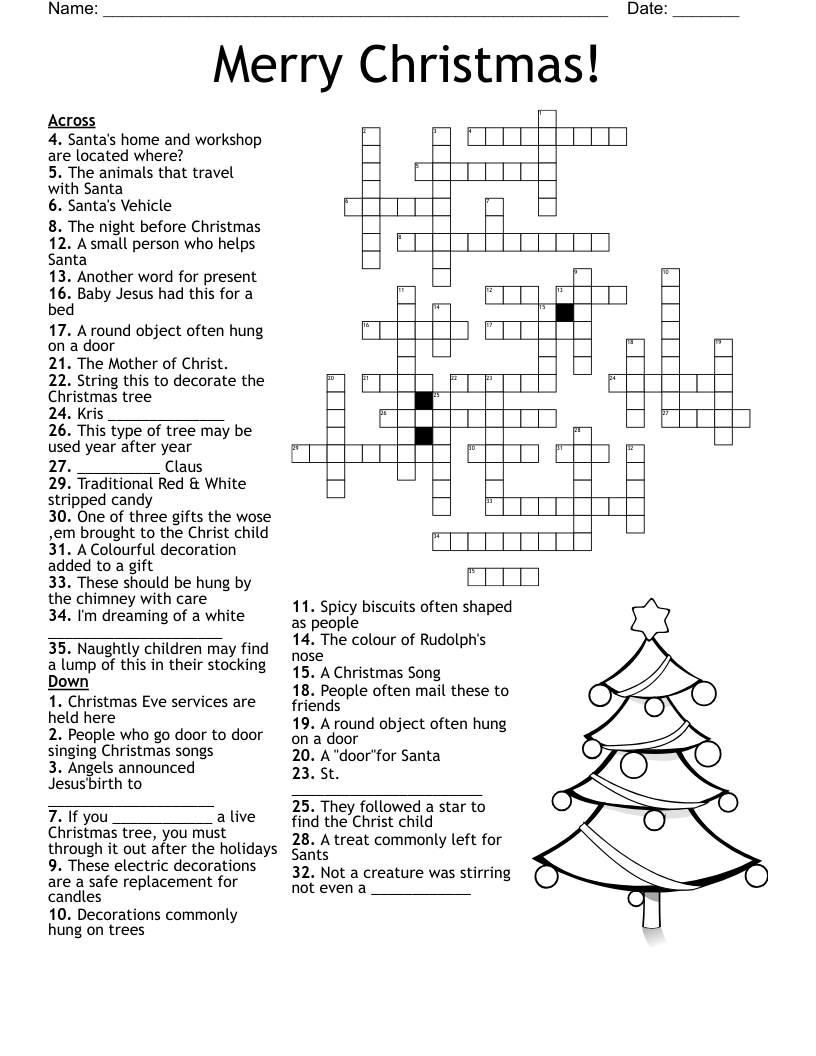 Holiday Crossword Puzzle - Wordmint with Free Printable Christmas Crossword For Adults