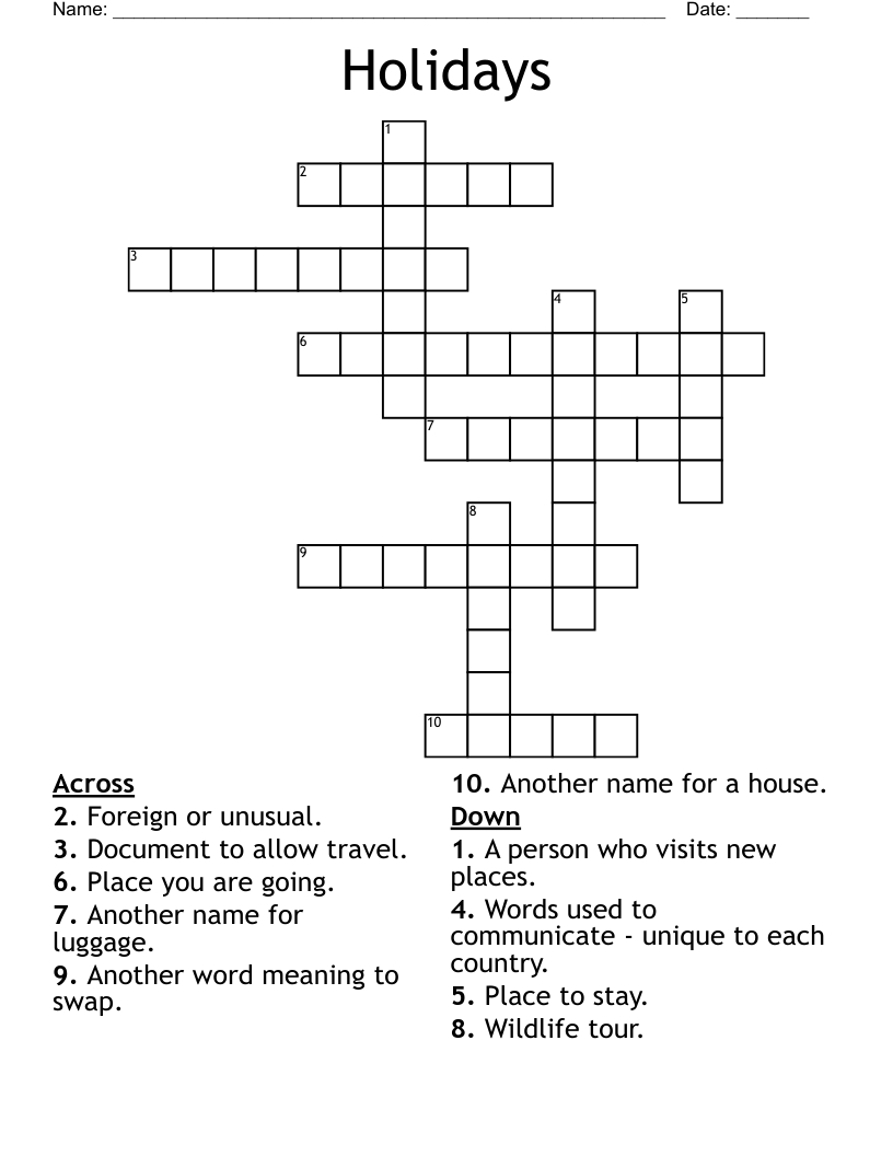 Holidays Crossword - Wordmint with Holiday Crossword Adults