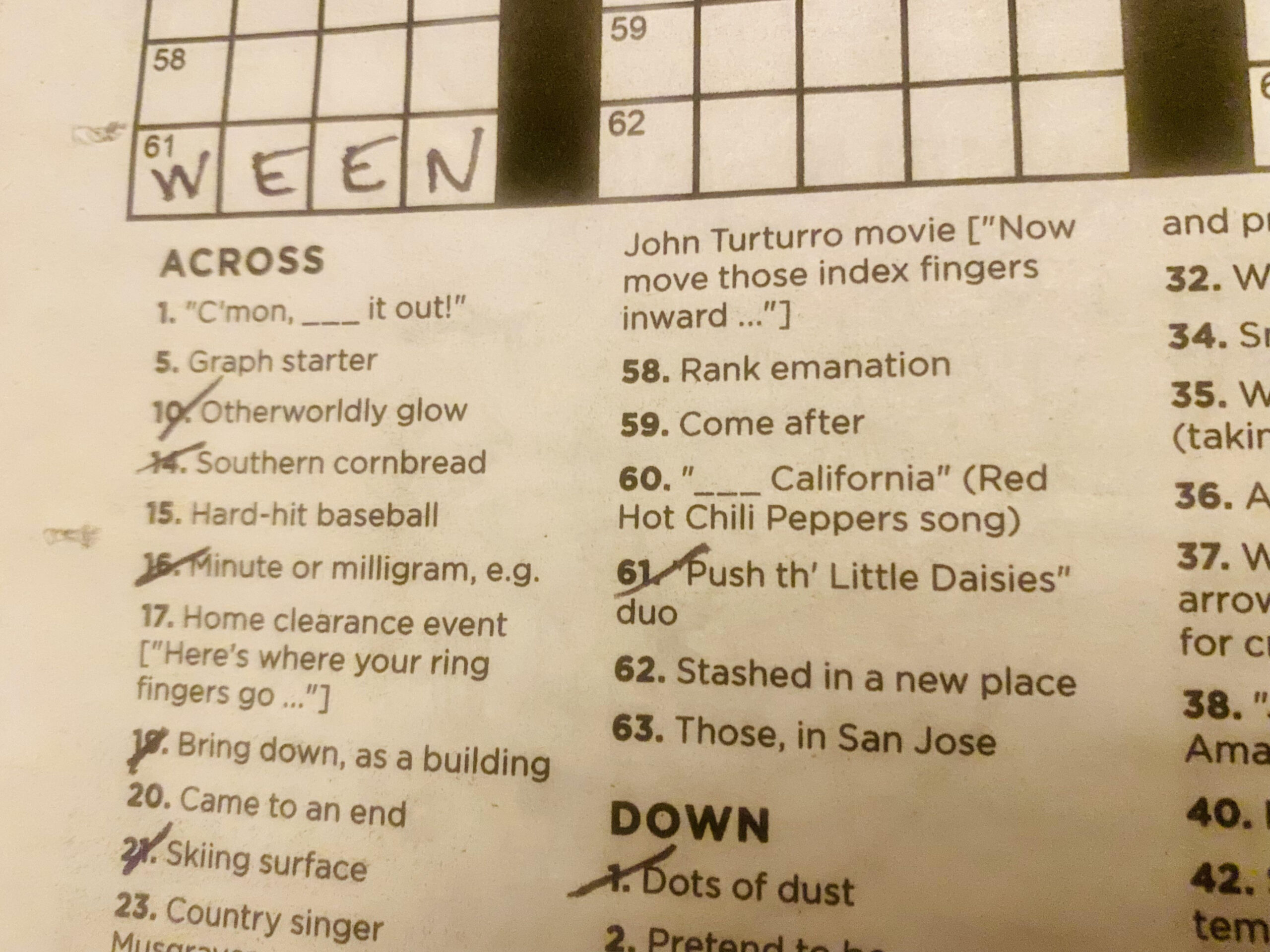 I Do Crosswords All The Time. This Was A First For Me! : R/Ween throughout Wacky Wordies Answers Page 93
