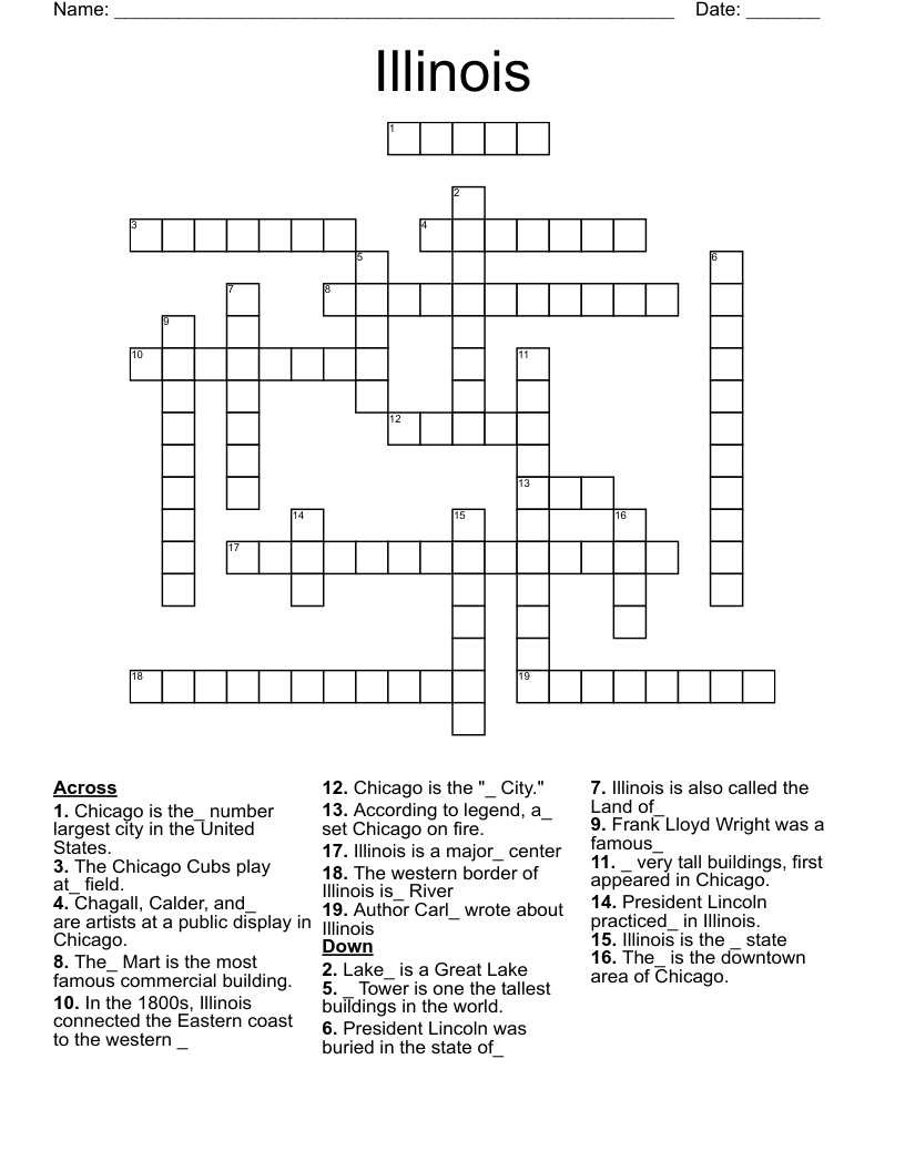Illinois Crossword - Wordmint in Chicago Sun-Times Crossword Puzzle Of The Day Printable Free