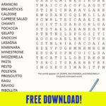 Italian Food Word Search Puzzle   Puzzles To Play With Italian Food Crossword Kids Printable