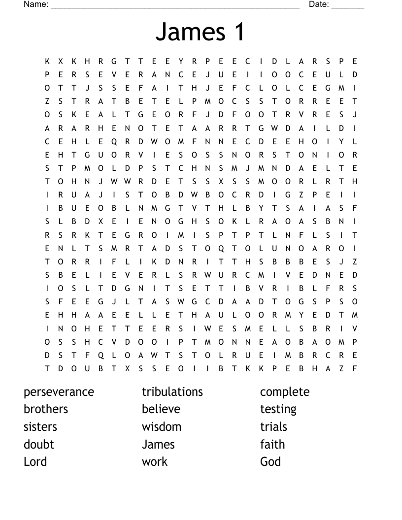 James 1 Word Search - Wordmint regarding James Free Puzzles Printable