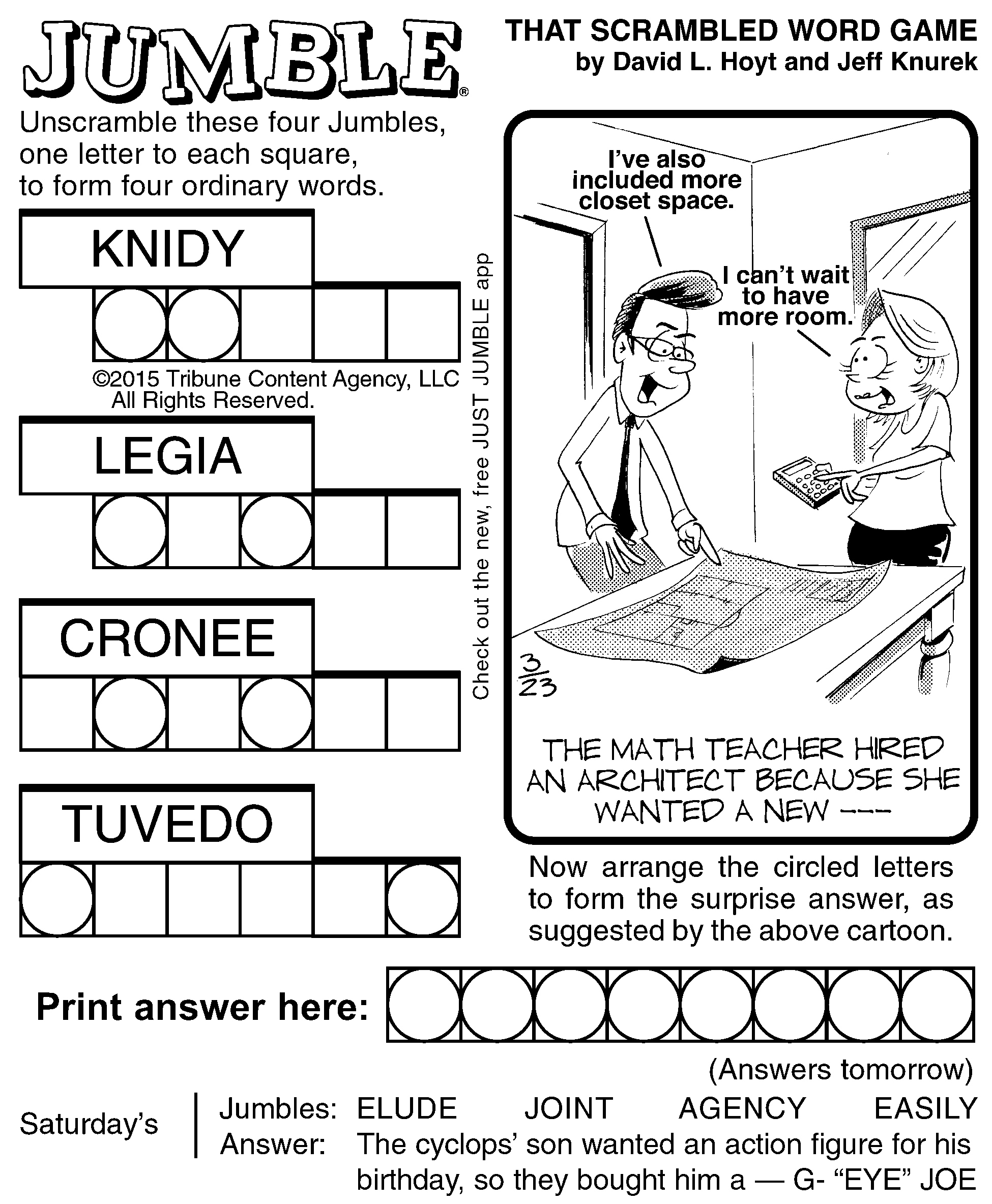 Jumble inside Today’s Printable Jumble