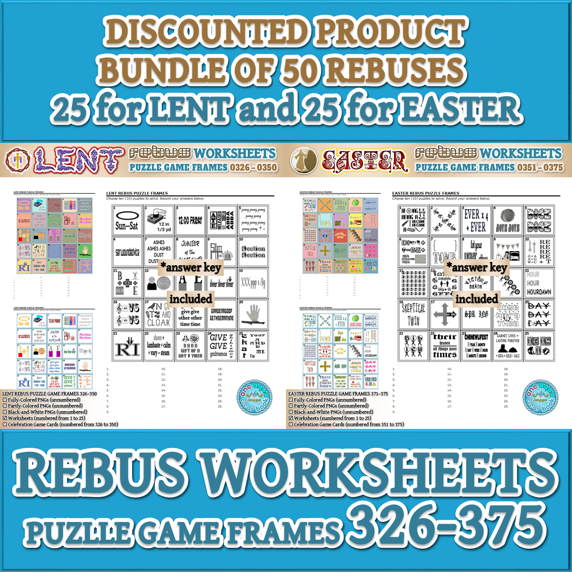 Lent &amp;amp; Easter Rebus Game Puzzles 326–375 Worksheets | Madeteachers throughout Easter Rebus Puzzles Printable
