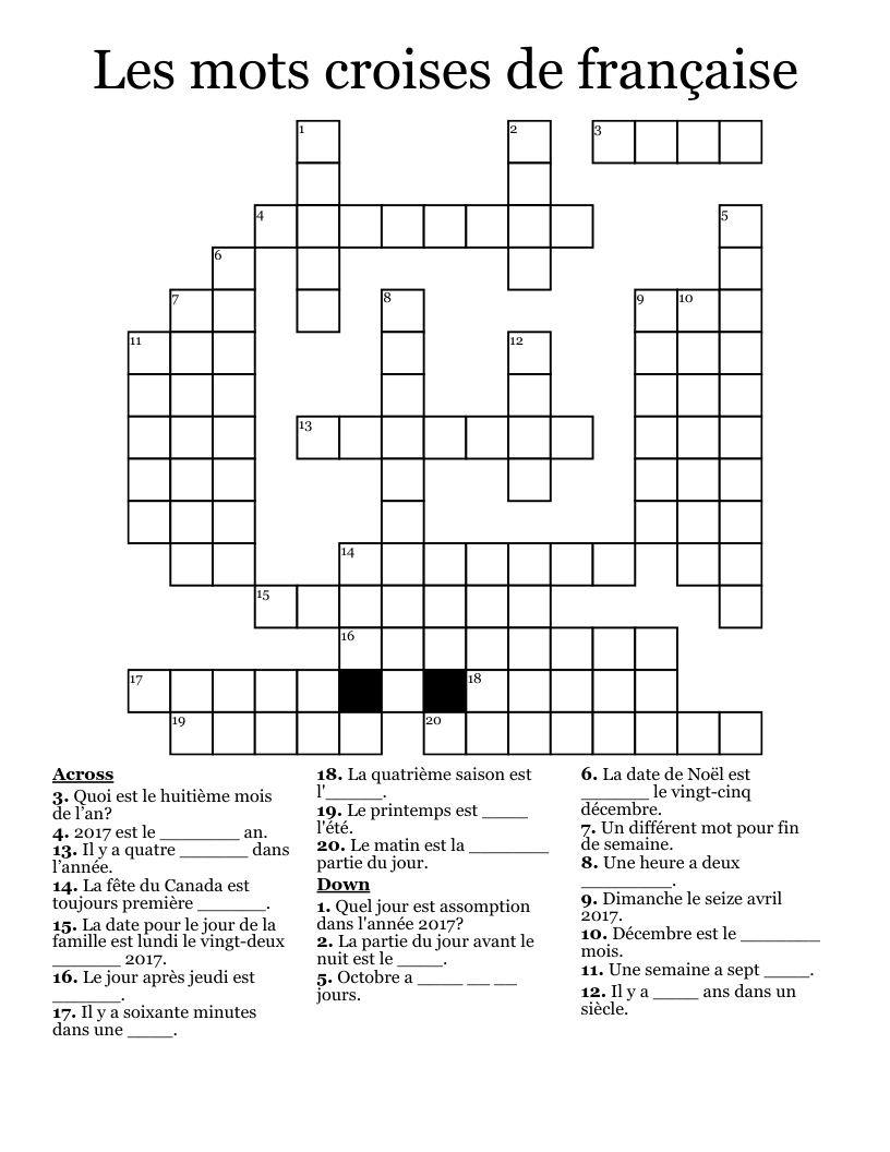 Les Mots Croises De Française Crossword - Wordmint with regard to Printable La Crosswords May 2017