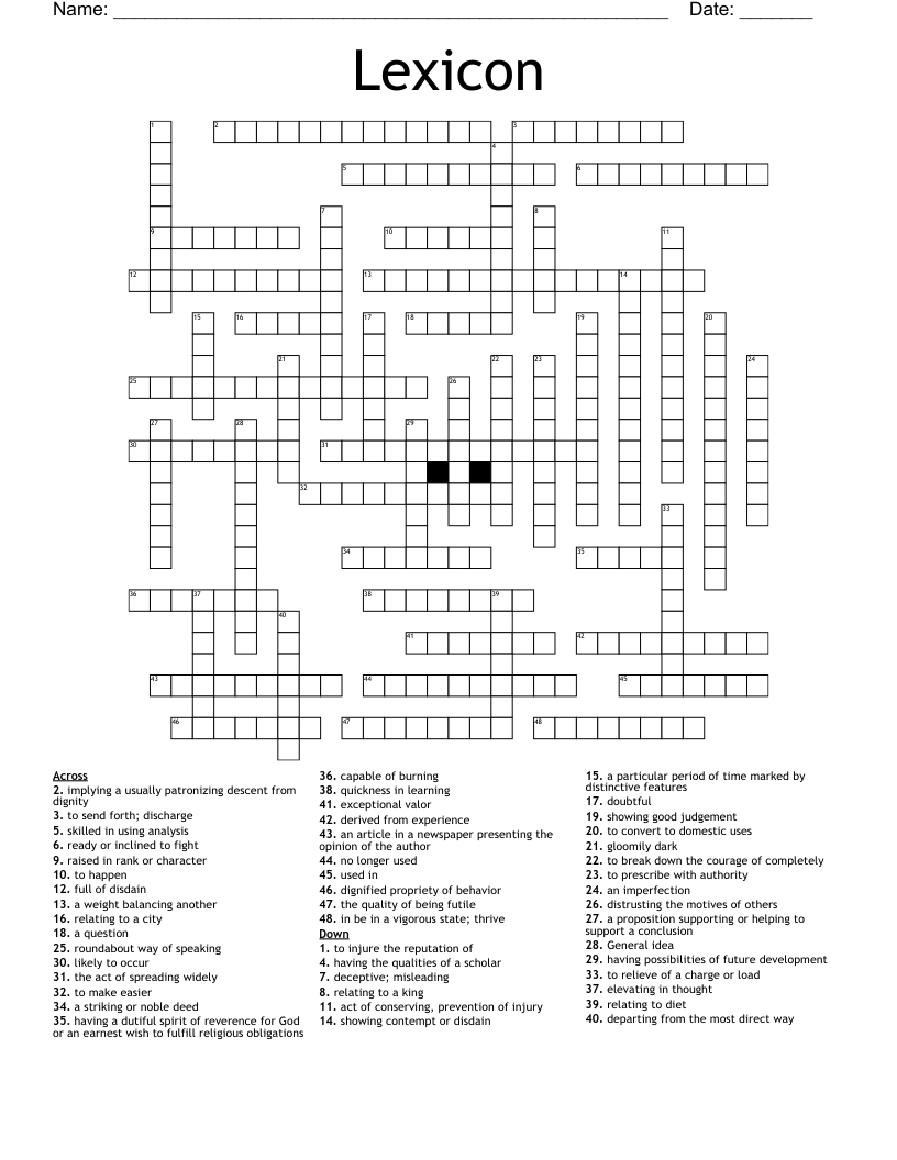 Lexicon Crossword - Wordmint throughout Lexicon Puzzle Printable