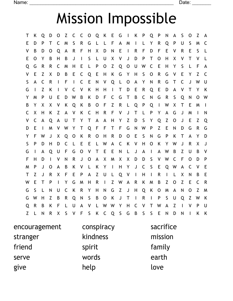 Mission Impossible Word Search - Wordmint with Impossible Crossword Puzzle