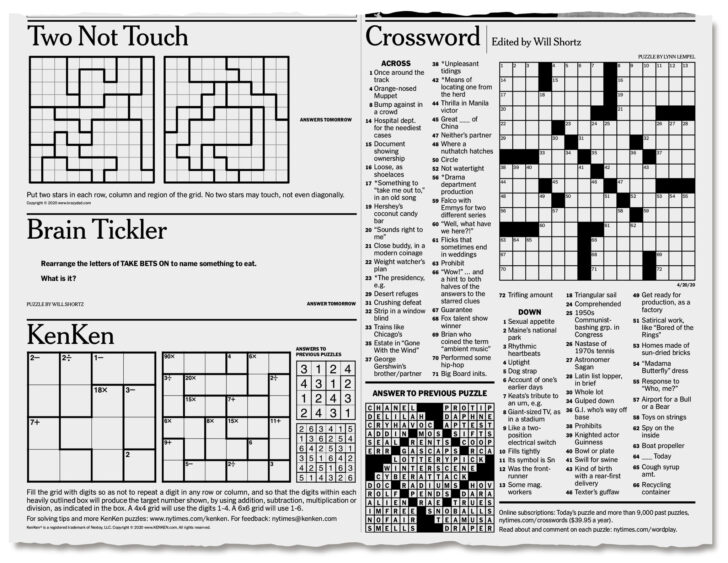 Ny Times Sunday Crossword Free Printable Ny Times Sunday Crossword Free Printable