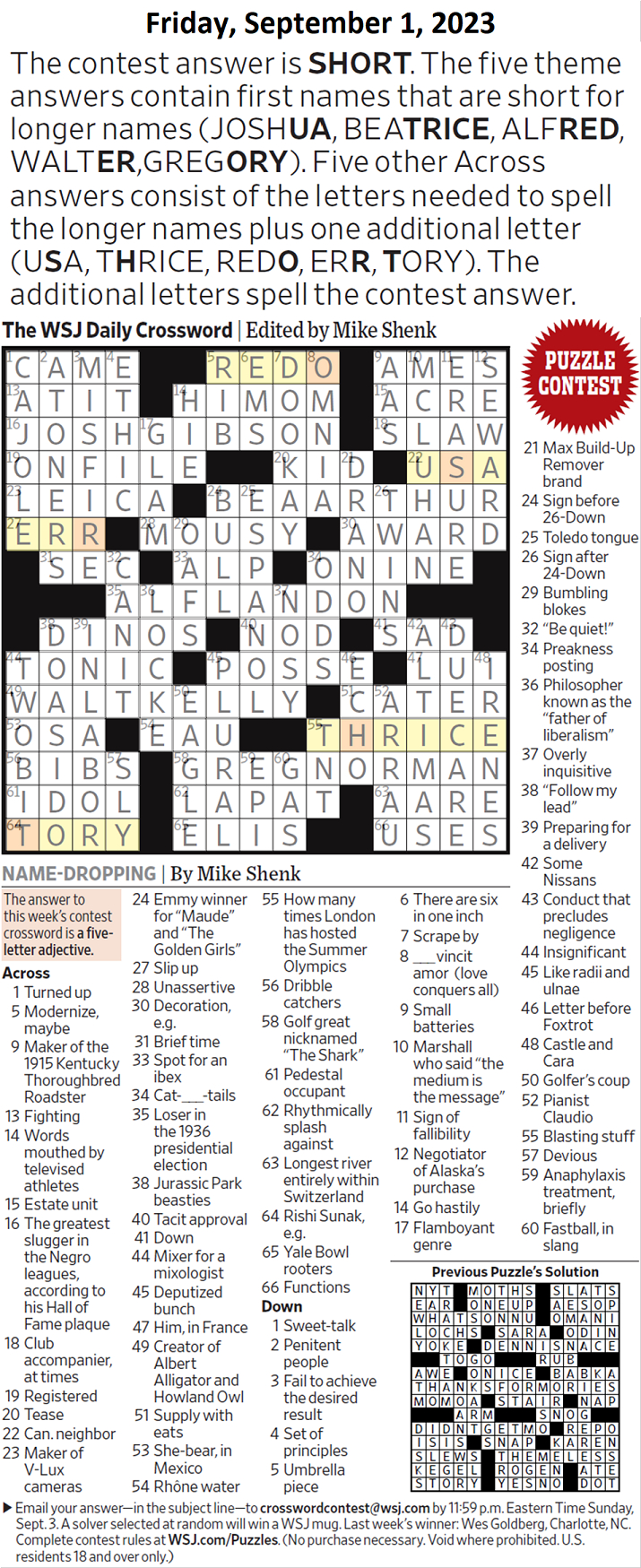 Name Dropping&amp;quot; September 1, 2023 - Page 15 - Xword Muggles Forum with Wsj Rows Garden Puzzles