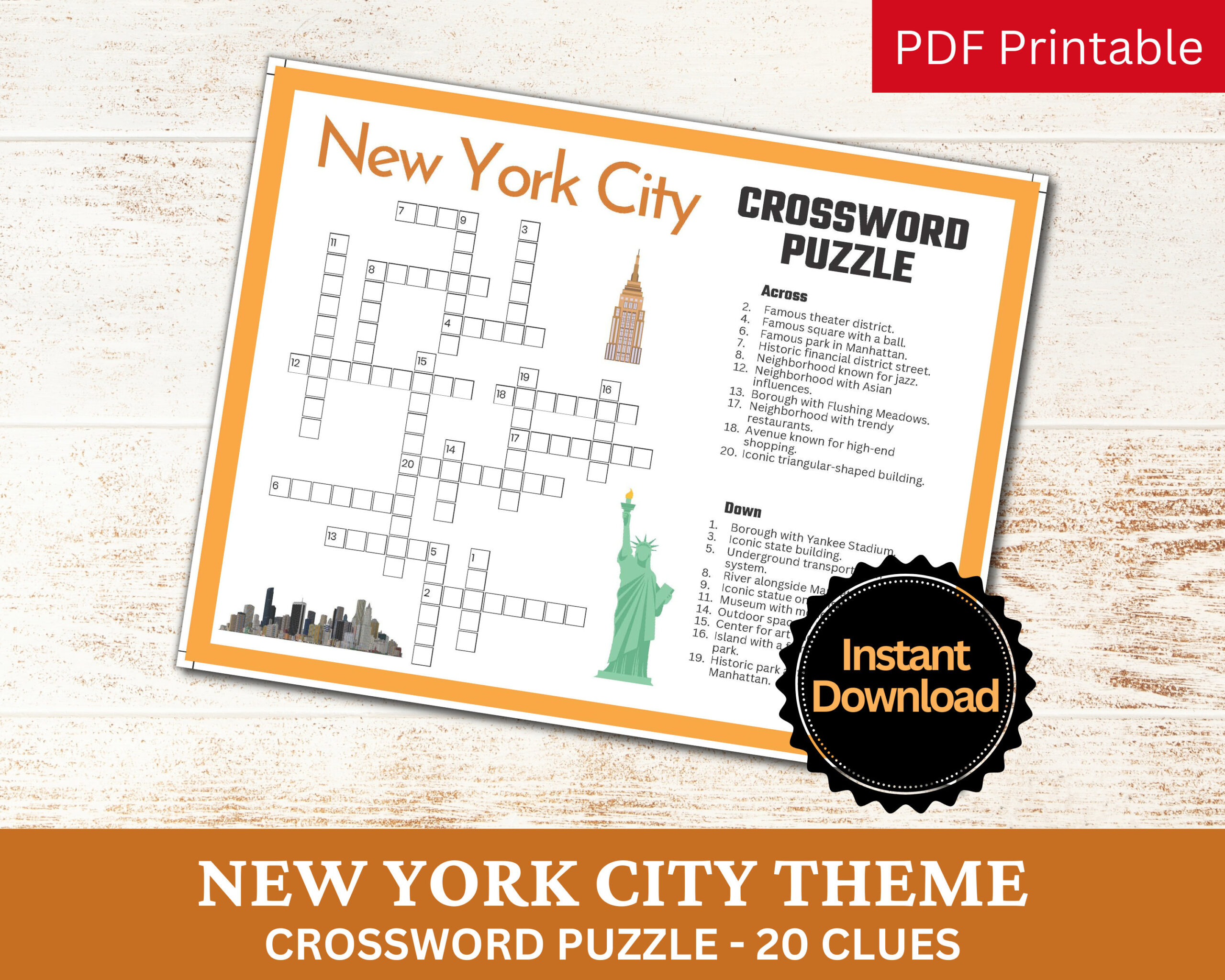 New York City Crossword Puzzle Printable Game, Fun Travel Club regarding How To Print Star Ledger Crossword