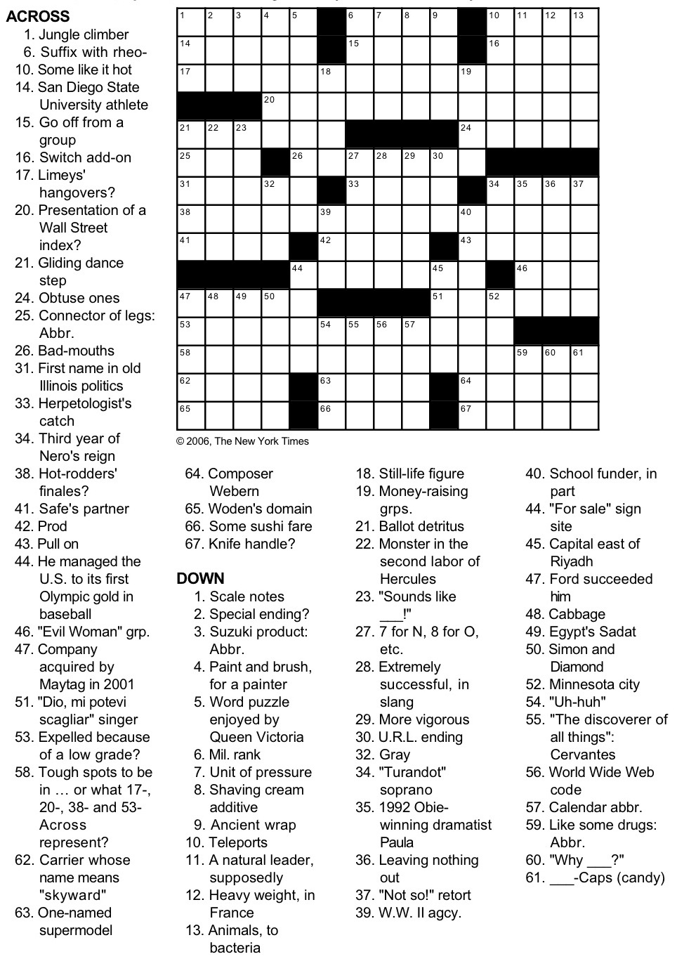 New York Times Crossword Puzzlegeorge Barany And Michael Shteyman pertaining to Ny Times Sunday Crossword Free Printable