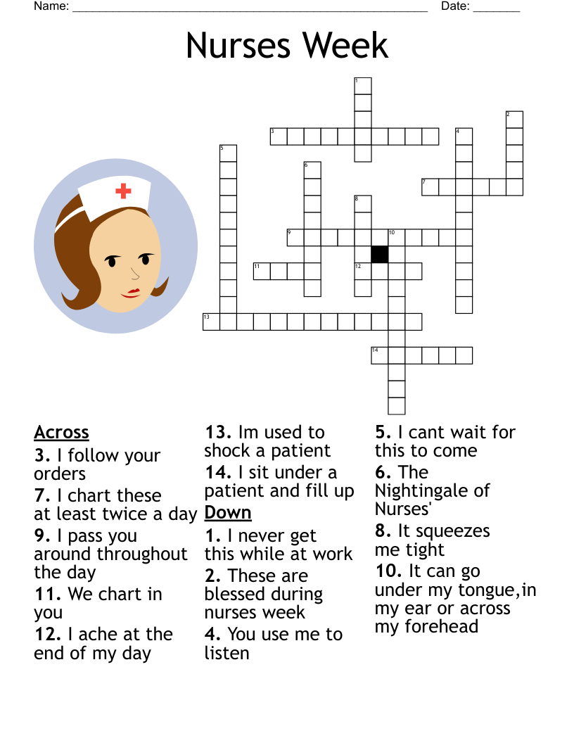 Nurses Week Crossword - Wordmint within Nurse Crossword Puzzle Printable Hard