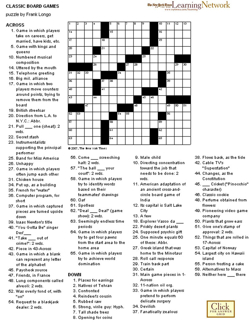 Online Free 7 Daily Printable Crossword Puzzles - Printable Jd with Free Seven Daily Printable Crossword Puzzles