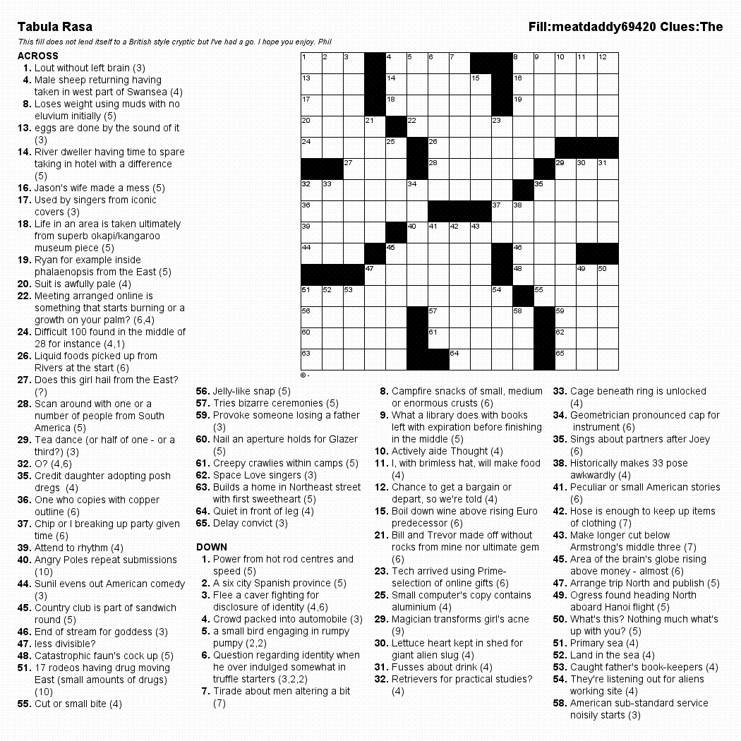 Phil&amp;#039;S Crossword Puzzles pertaining to Cryptic Crosswords Printable Free Uk