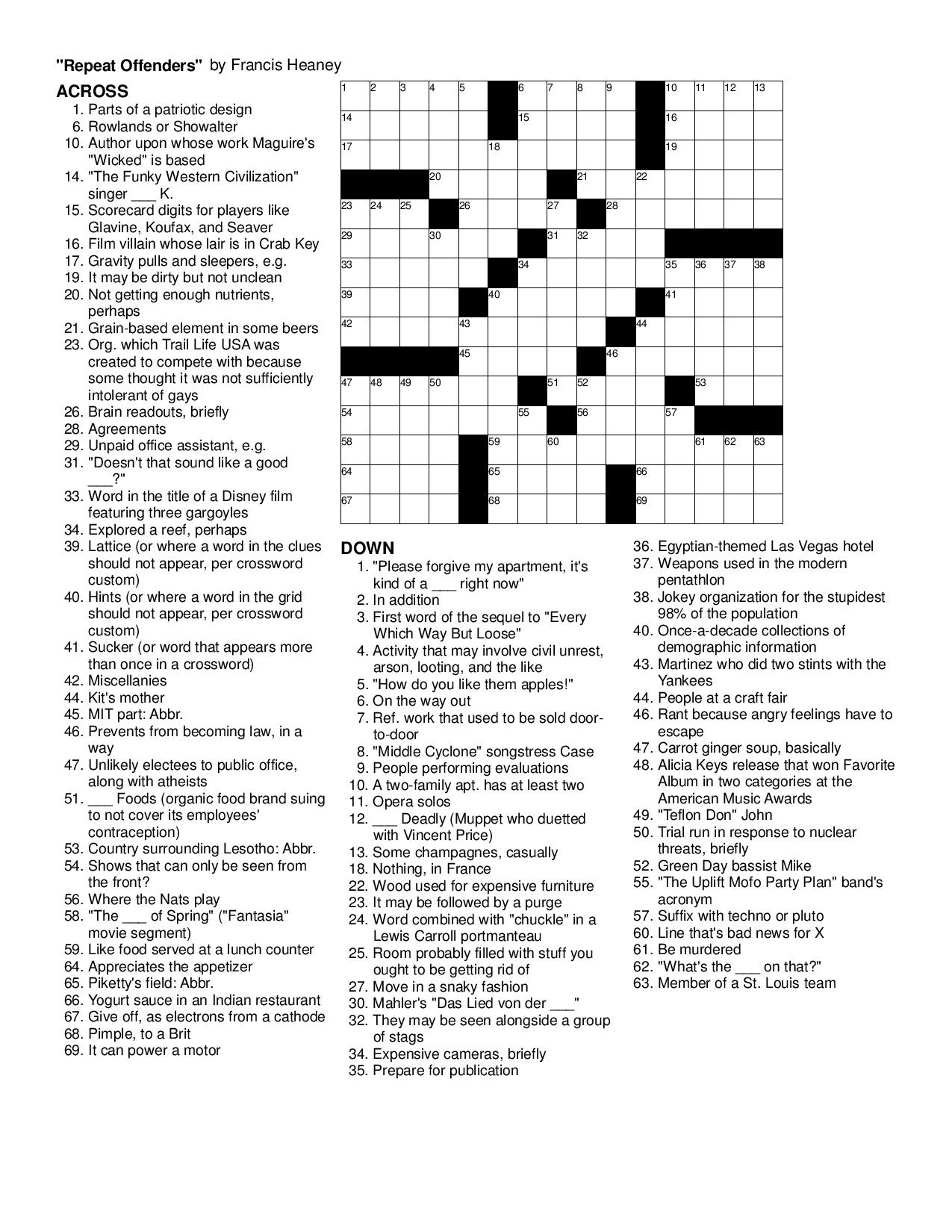Premier Sunday Crossword Off 51% - Www.nerimindia intended for Frank Longo Premier Crossword