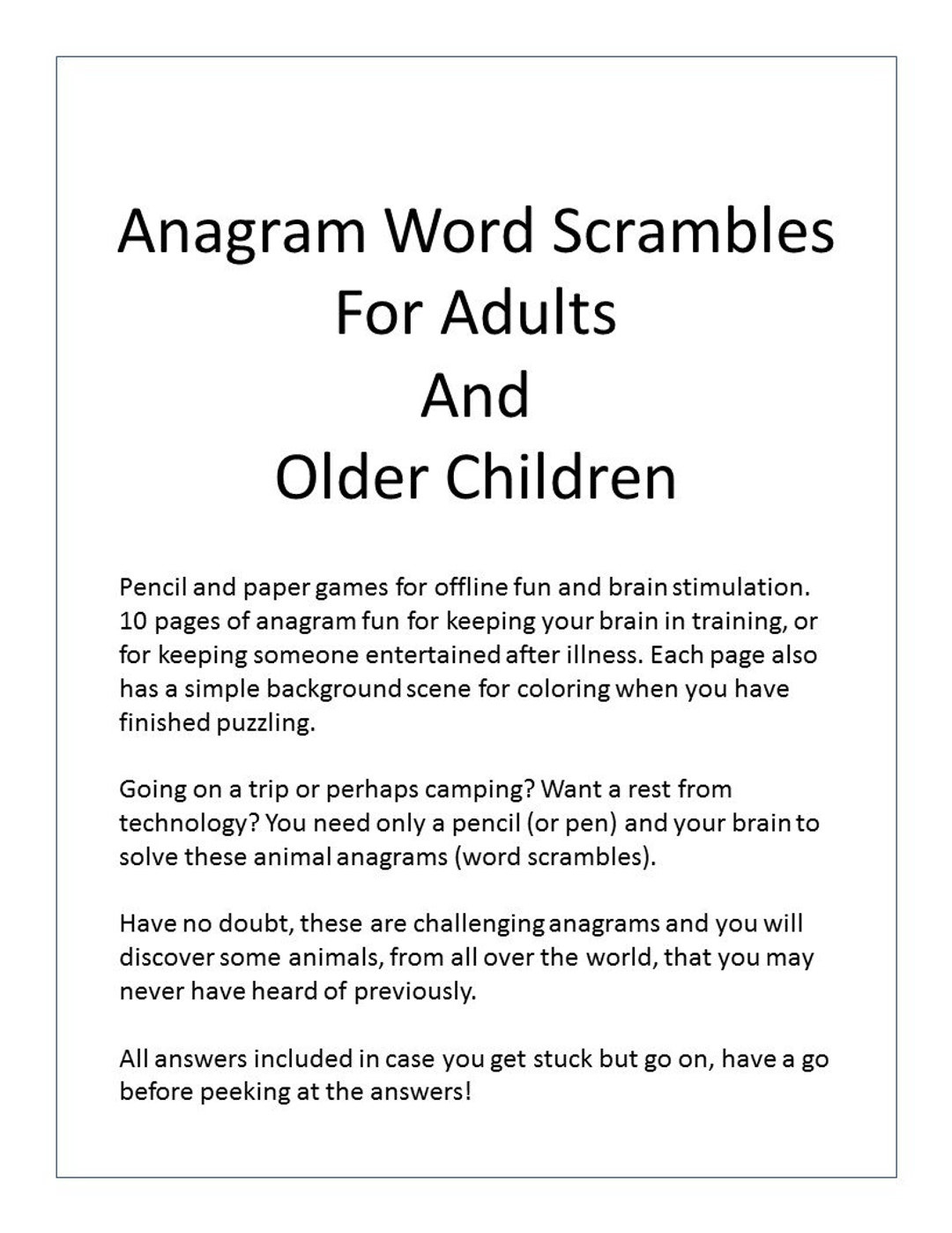 Printable Downloadable Word Scramble Anagram Fun Popular Paper And within Adult Anagram Printable