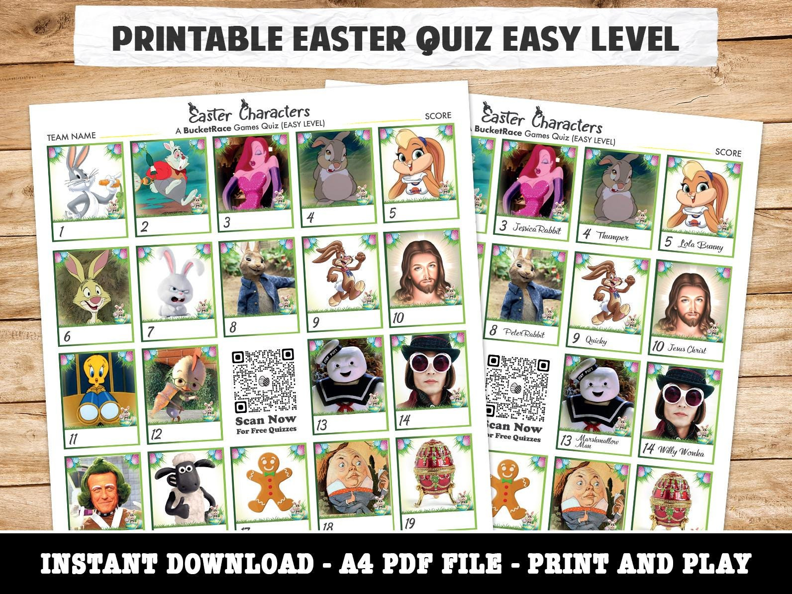 Printable Easter Character Picture Quiz Easy Level - Etsy intended for Easter Dingbats Printable
