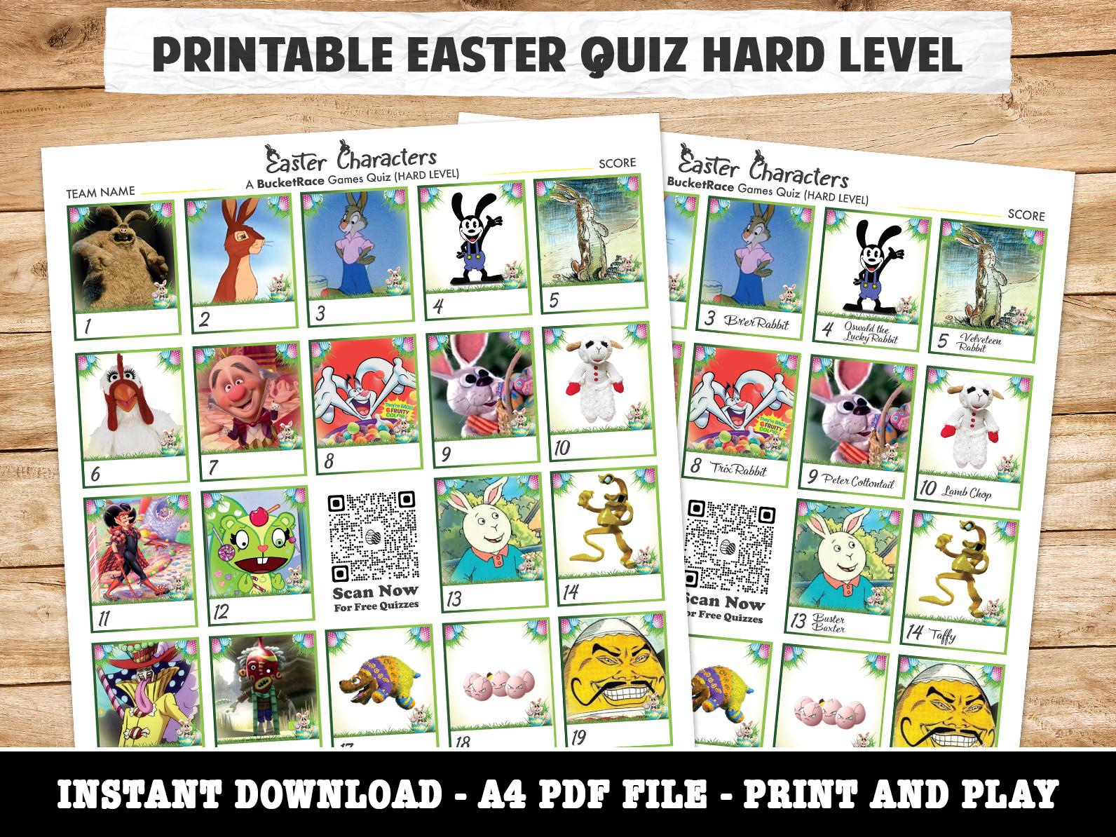 Printable Easter Character Picture Quiz Hard Level - Etsy Uk with Easter Dingbats Printable