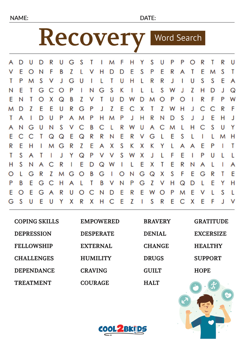Printable Recovery Word Search - Cool2Bkids throughout Crossword Puzzles On Recovery with Answers
