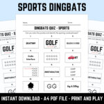 Printable Sports Dingbats Picture Quiz With Answers: Downloadable Rebus  Puzzles, Pub Quiz Sheets, Family Game Night With Regard To Easy Dingbats Template