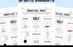 Printable Sports Dingbats Picture Quiz With Answers: Downloadable Rebus  Puzzles, Pub Quiz Sheets, Family Game Night with regard to Easy Dingbats Template