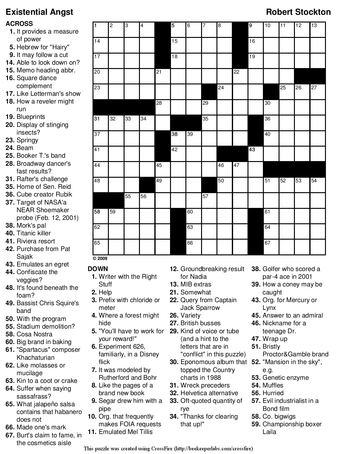 Printable Themed Crossword #97: &amp;quot;Existential Angst&amp;quot; | Beekeeper in Impossible Crossword Puzzle Printable