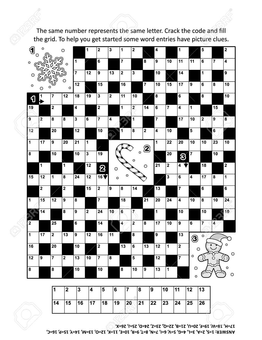 Puzzle Page With Winter Holiday Themed Codebreaker (Or Codeword with regard to Free Codeword Puzzles Printable