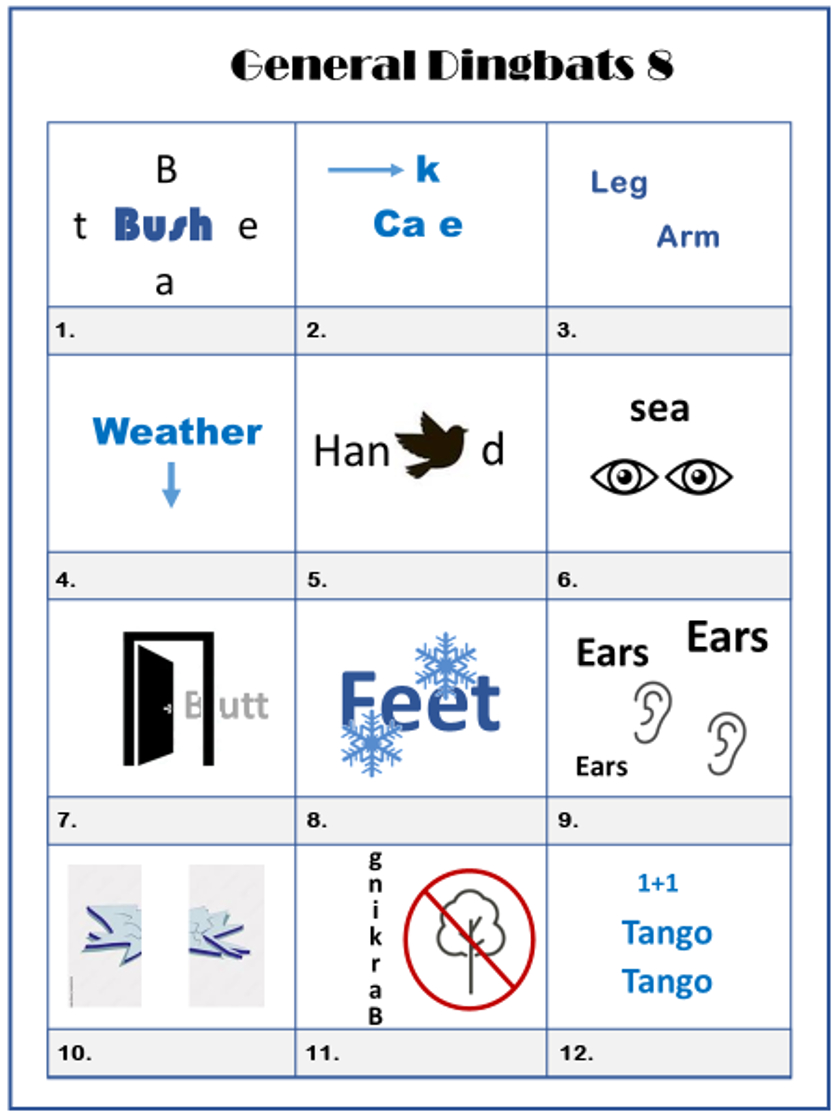 Puzzles – Galway Public Library intended for Dingbat Puzzles With Answers