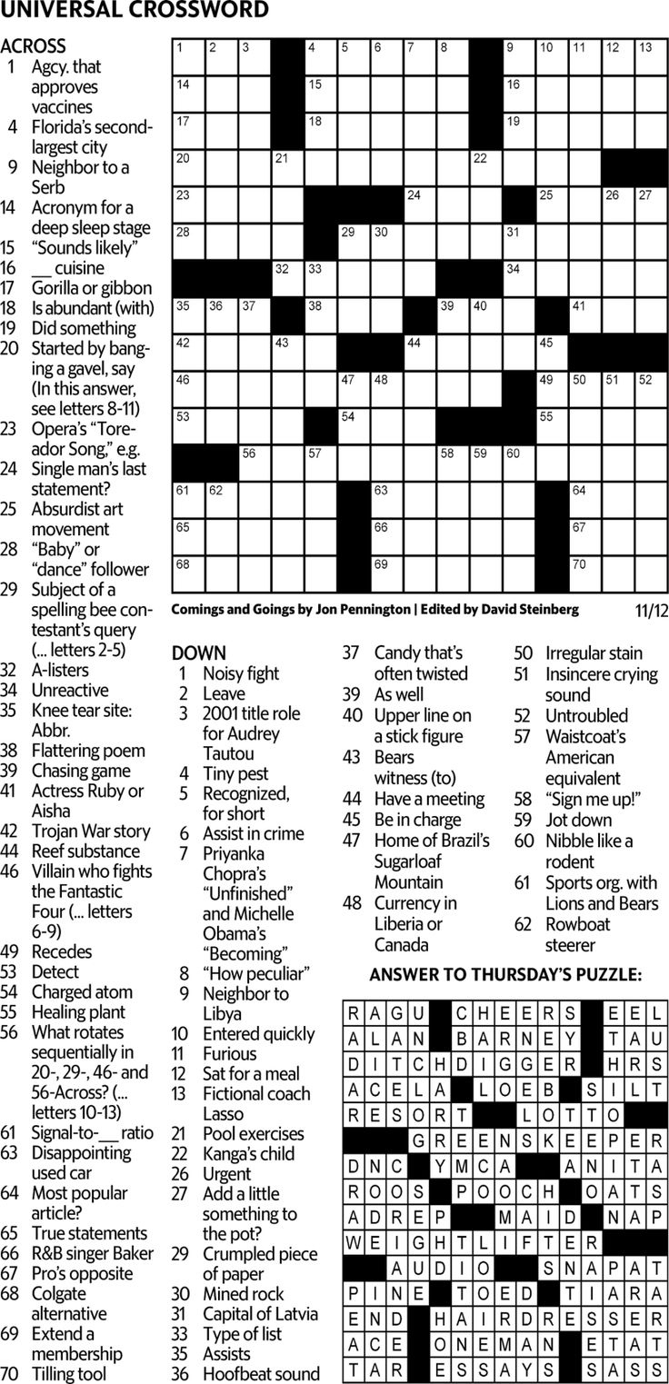 Puzzles - Universal Crossword - The News &amp;amp; Observer pertaining to Universal Crossword Puzzle Today Printable